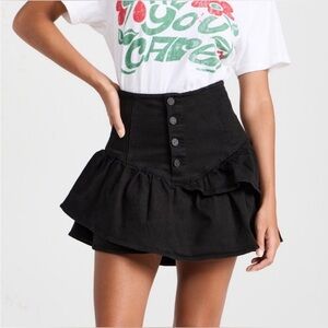 MOTHER Black Ruffled Mini Skirt A0464